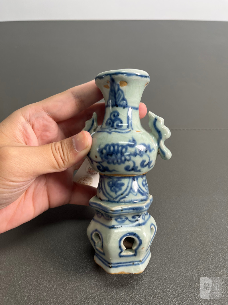 元  青花花卉纹双耳小尊 - 图5